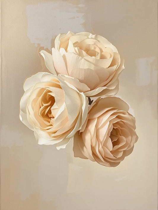 Paint by Number Ivory Rose Trio – DIY Paint by Number Kit
