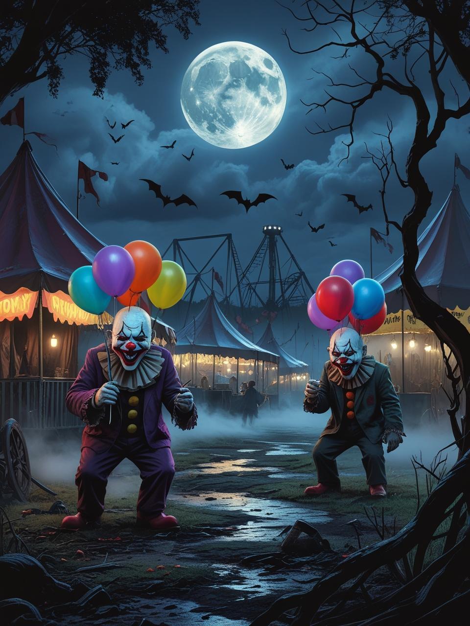 Evil Laugh Carnival Clowns Paint by Number
