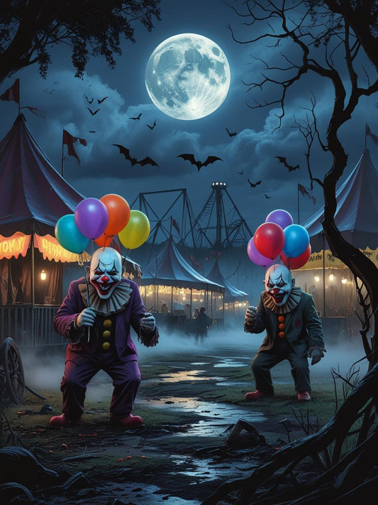 Evil Laugh Carnival Clowns Paint by Number