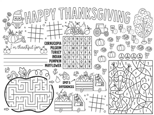 Free Pilgrim Pal Printable Placemat