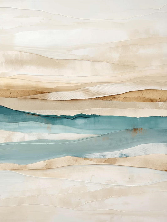 Paint by Number Abstract Coastal Strata – Neutral Beach Tone Wall Art Kit for Adults