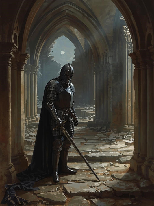 Paint by Number Knight in the Ruined Cathedral – Relaxing Paint by Number Art Kit
