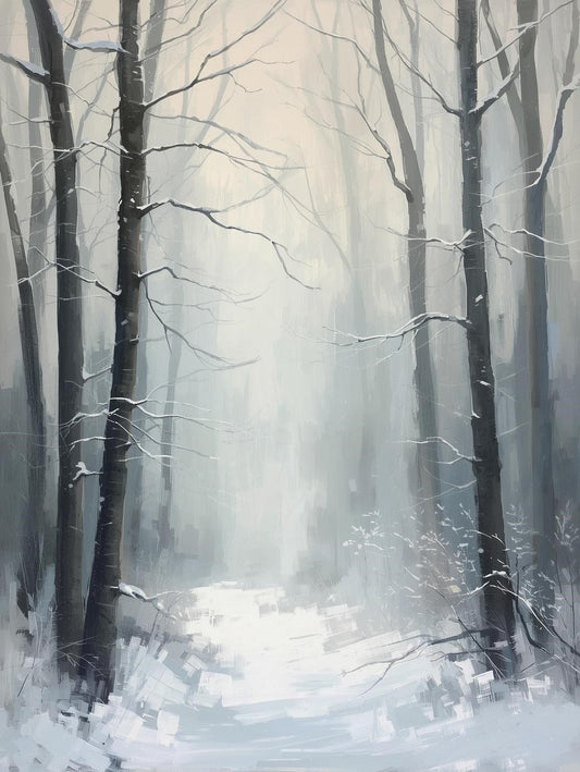 Paint by Number Snowy Bare Trees in Misty Forest - DIY Paint by Number Kit for Adults