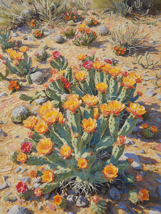 Paint by Number Blooming Desert Landscape with Cactus and Wildflowers – DIY Paint by Number Kit