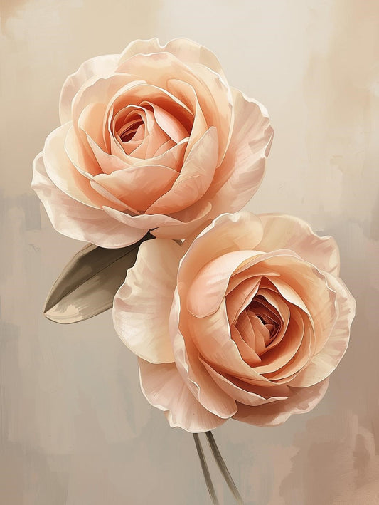 Paint by Number Blush Rose Duo – Floral Paint by Number Kit