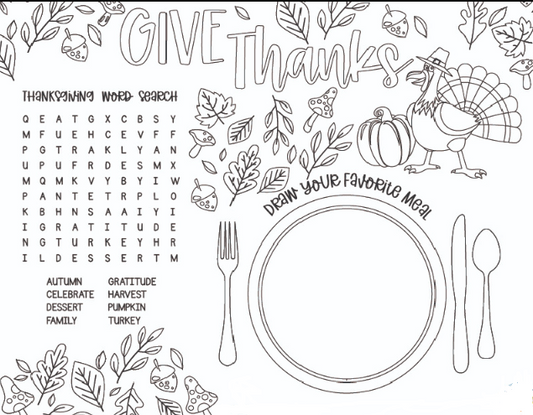 Free Thanksgiving Fun Activity Placemat