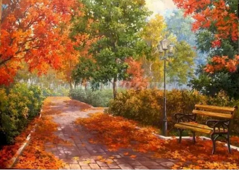Paint By Number Autumn Whispers of Fall in the Park