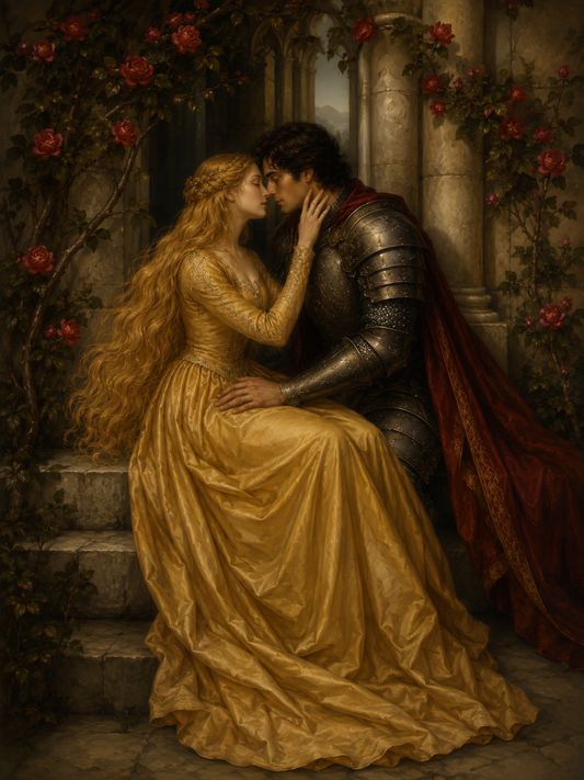 Paint by Number Knight and Maiden Golden Rose Courtship – Acrylic Paint by Number Kit