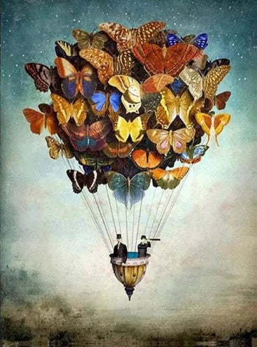 Paint by Number Voyage in a Hot Air Balloon with Butterflies