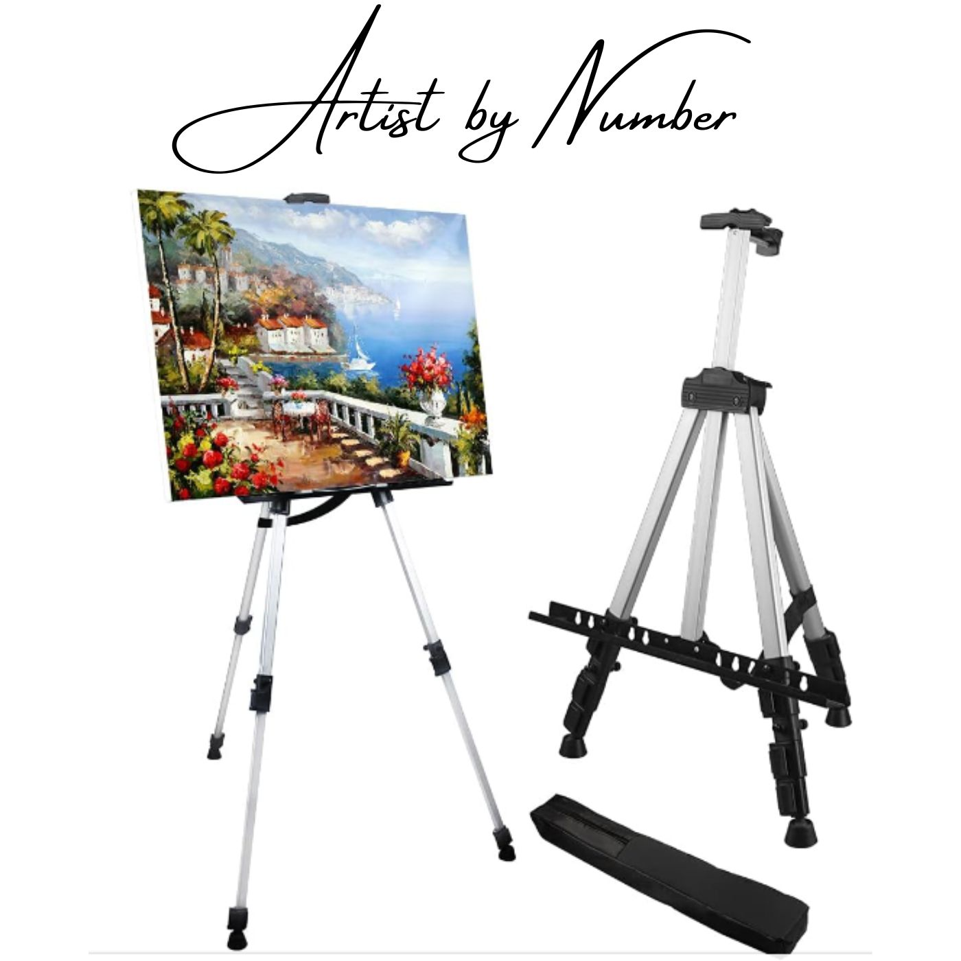 Artist's Pink Adjustable Metal Tripod Easel with Portable Carrying Case