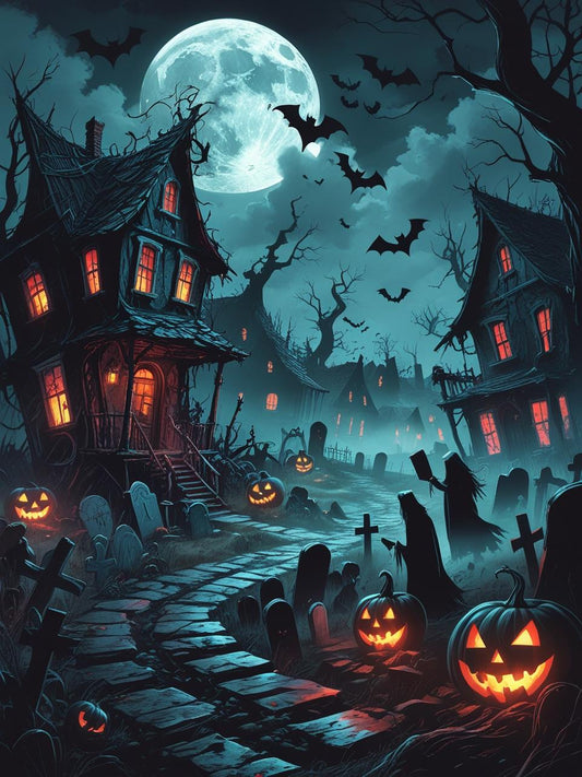 Foggy Hollow Halloween Village Paint by Number