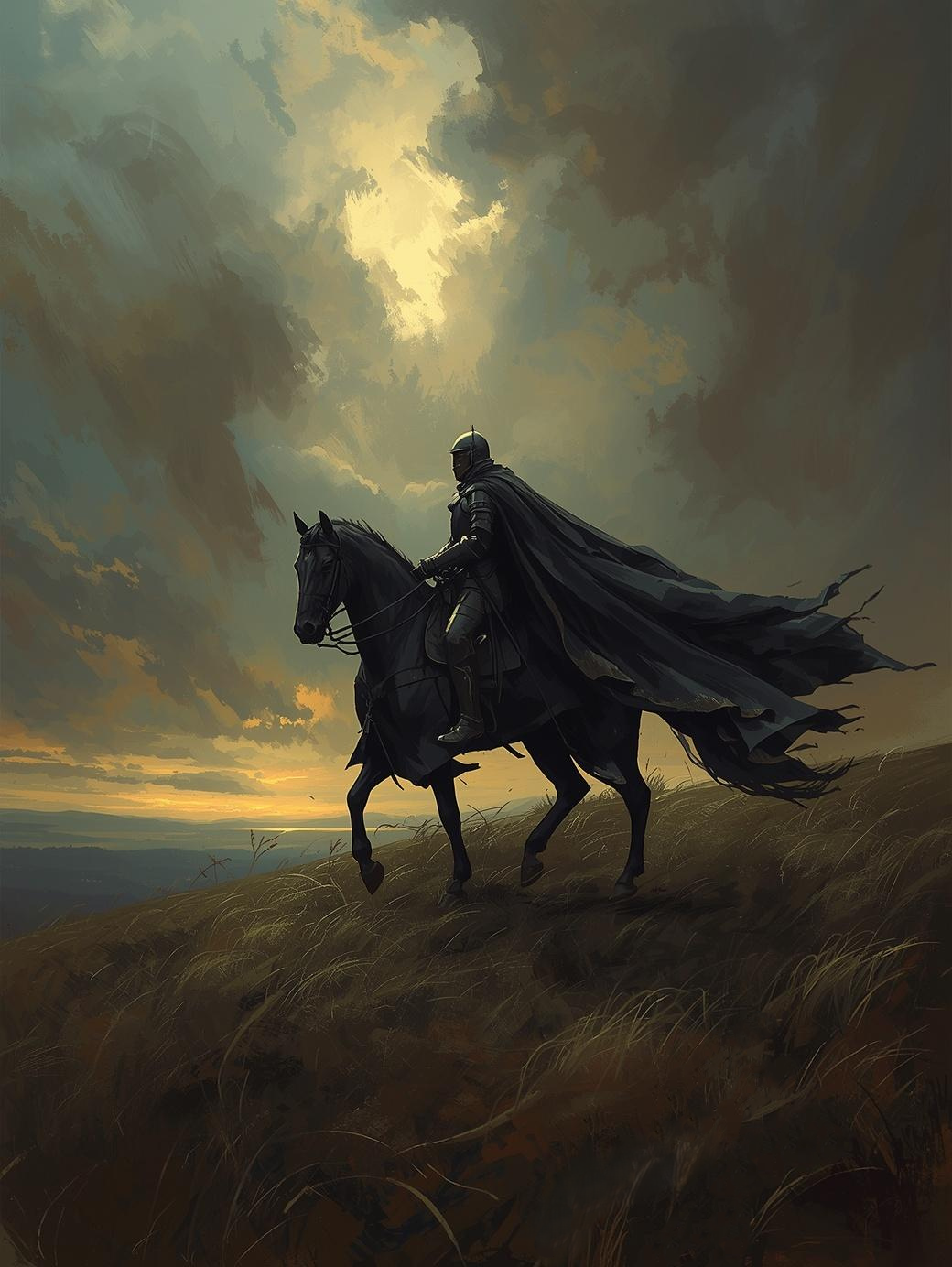 Paint by Number Windswept Black Rider on Horseback – DIY Adult Canvas Kit