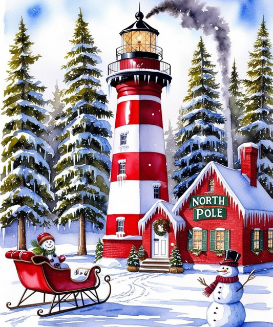 Paint by Number Winter Wonderland Lighthouse