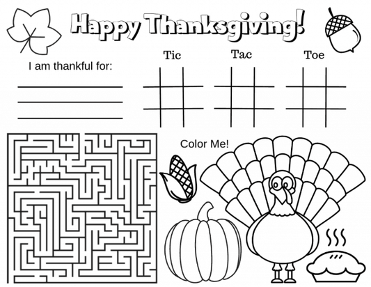 Free Happy Harvest Coloring Placemat