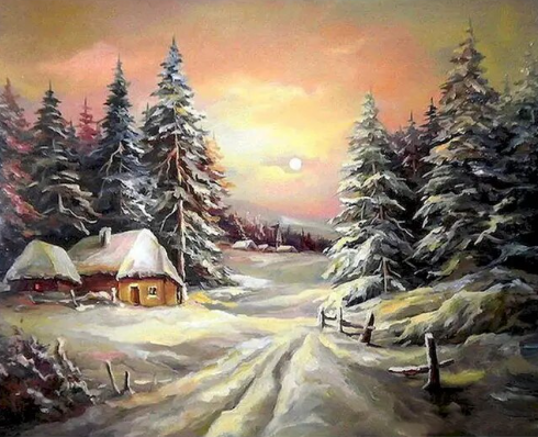 Paint By Number Moonlit Snowscape