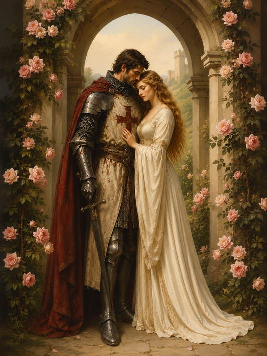 Paint by Number Knight and Maiden Rose Garden Romance – Paint by Number for Adults