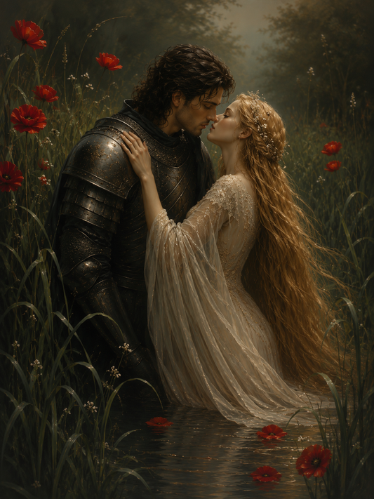 Paint by Number Romantic Knight and Maiden in Moonlit Waters – DIY Adult Painting Kit
