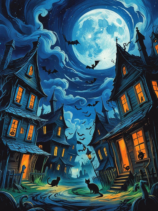Twilight Halloween Village Paint by Number