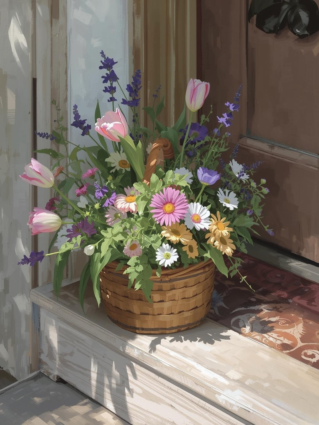 Paint by Number Spring Wildflower Basket – Bright, Joyful Canvas Painting Kit for Adults