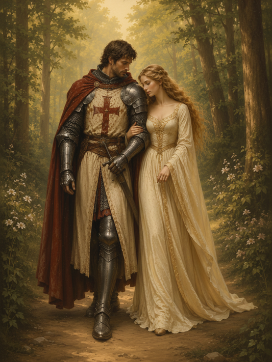 Paint by Number Medieval Knight and Maiden  Woodland Walk – Acrylic Painting Kit for Adults