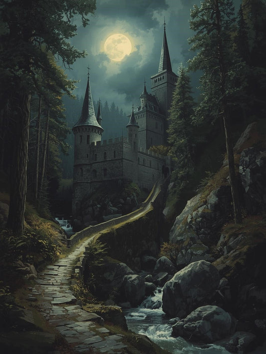 Paint by Number Moonlit Forest Castle – Paint by Number for Adults