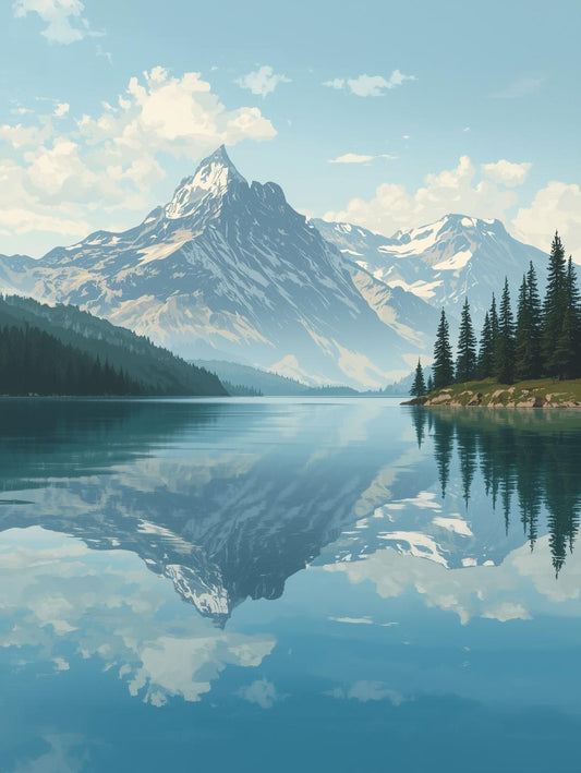 Paint by Number Snowy Mountain Lake - Paint by Number Kit for Adults