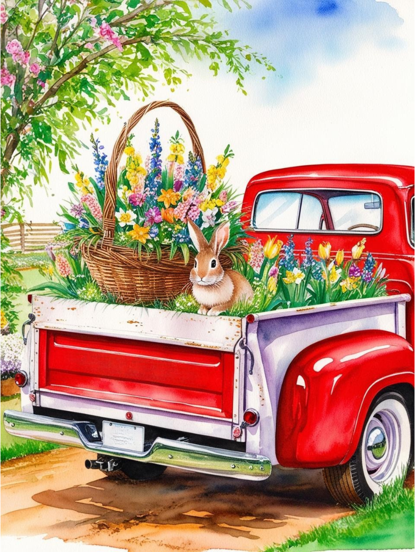 Paint By Number Easter Bunny's Country Truck