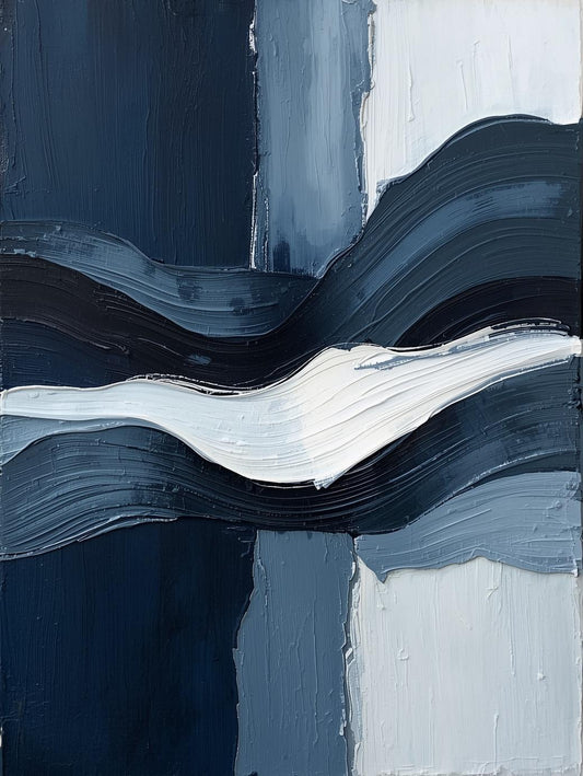 Paint by Number Abstract Blue Waves – Coastal Style Canvas Kit for Adults