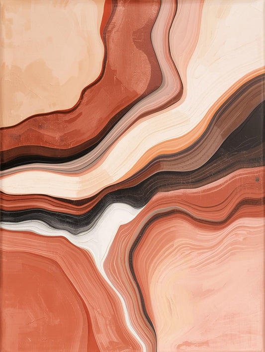 Paint by Number Abstract Terracotta Waves – Modern Boho Canvas Kit for Adults