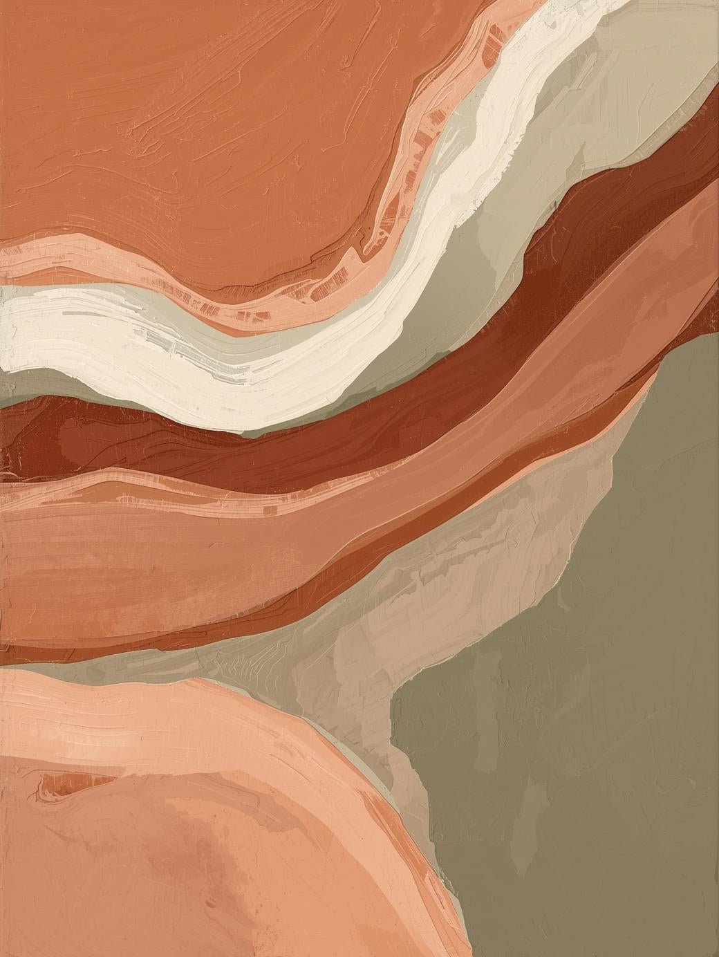 Paint by Number Abstract Earth Tone River Bend – Minimalist Organic Wall Art