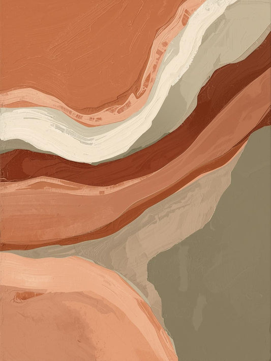 Paint by Number Abstract Earth Tone River Bend – Minimalist Organic Wall Art