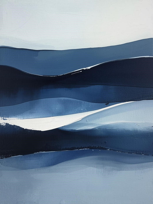 Paint by Number Abstract Deep Blue Flow – Textured Ocean-Inspired Wall Art