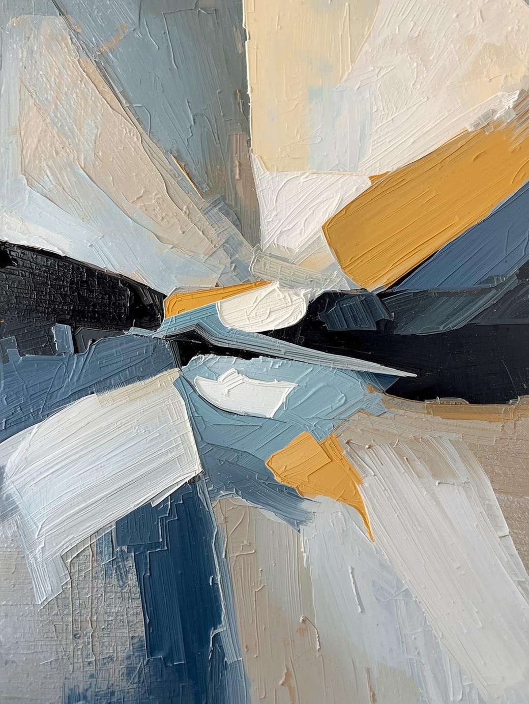 Paint by Number Abstract Blue Burst – Modern Palette Knife Style Canvas Kit for Adults