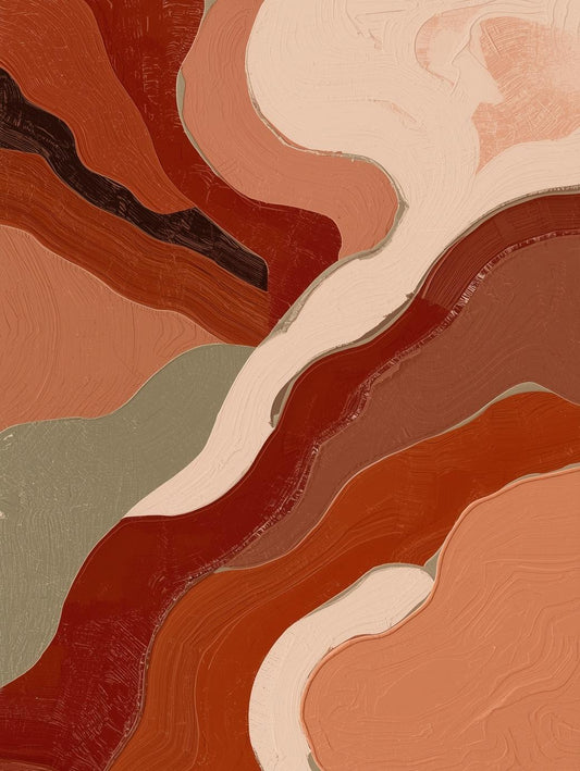 Paint by Number Abstract Terracotta Flow Layers – Contemporary Earth Tone Art
