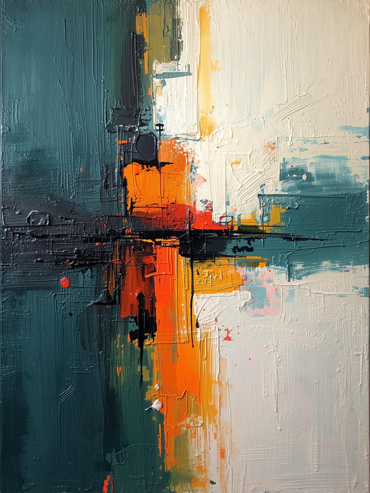 Paint by Number Abstract Teal Orange Contrast – Contemporary Abstract Art Kit