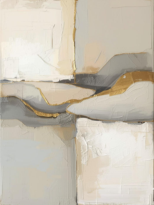 Paint by Number Abstract Gold Vein Neutral Blocks – Modern Minimalist Wall Art