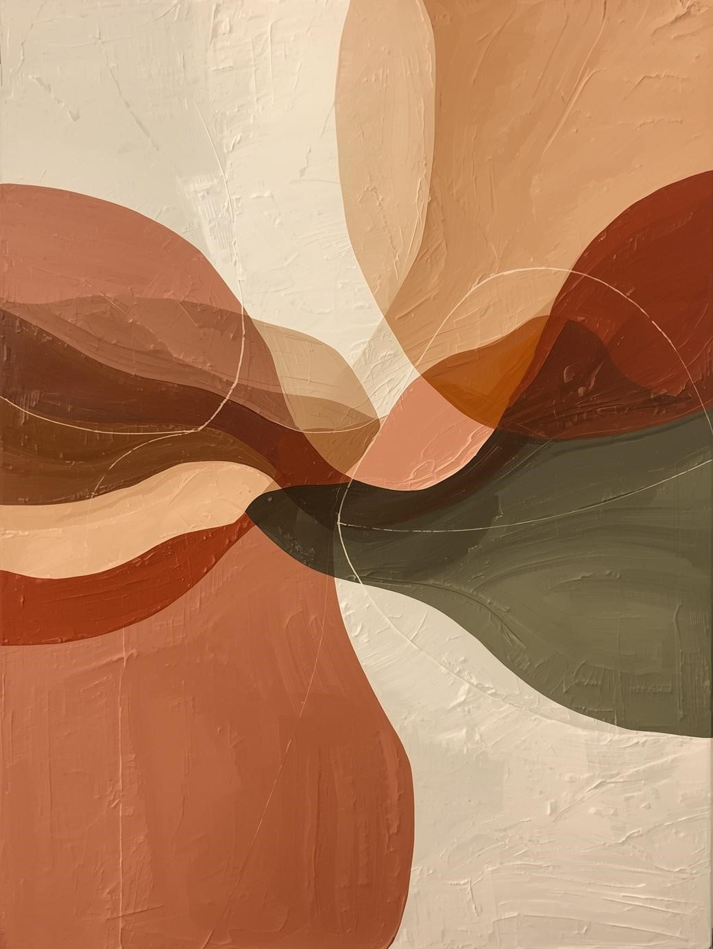 Paint by Number Abstract Neutral Wave Fusion – Modern Geometric Flow Art