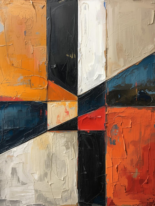Paint by Number Abstract Bold Color Block Grid – Contemporary Textured Design DIY Kit