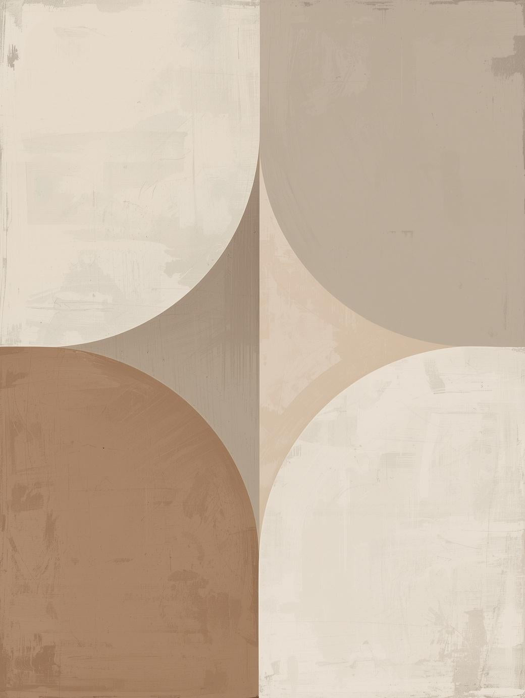Paint by Number Abstract Soft Neutral Quarters – Minimal Geometric Wall Art