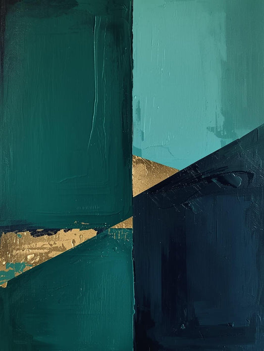 Paint by Number Abstract Dark Teal Gold Angles – Modern Canvas Art Kit