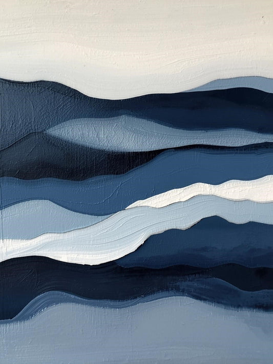 Paint by Number Abstract Layered Blue Currents – Modern Ocean-Inspired Wall Art