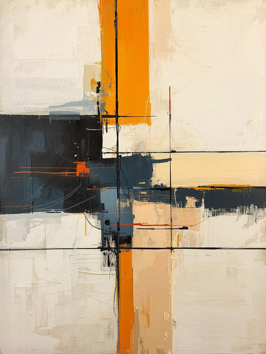 Paint by Number Abstract Structured Line Composition – Neutral Contemporary Wall Art DIY