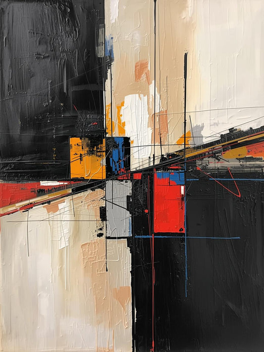 Paint by Number Abstract Urban Grid Composition – Modern Geometric Wall Art for Adults