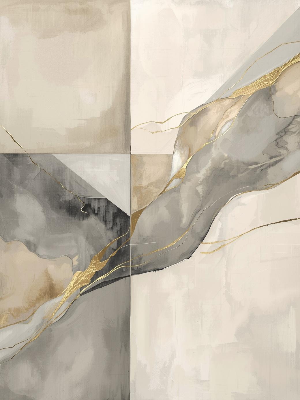 Paint by Number Abstract Marble Gold Vein Flow – Elegant Modern Wall Art