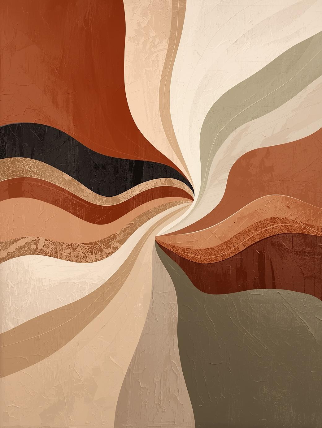 Paint by Number Abstract Warm Earth Swirl – Modern Neutral Wall Art for Adults