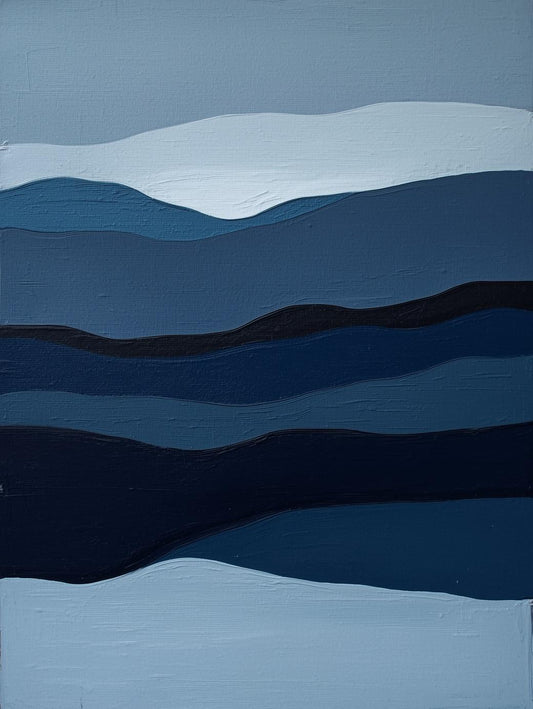 Paint by Number Abstract Blue Wave Layers – Modern Coastal Wall Art for Adults