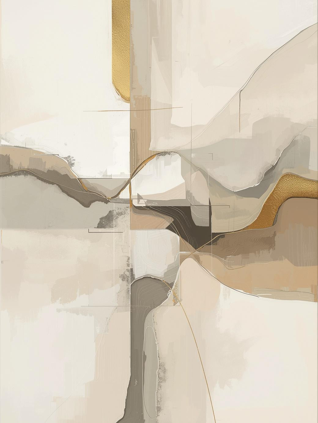 Paint by Number Abstract Neutral Flow Grid – Contemporary Beige Geometric Art