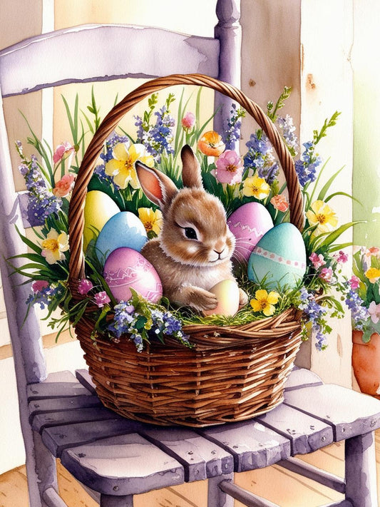 Paint By Number A Basket of Spring Joy Bunny