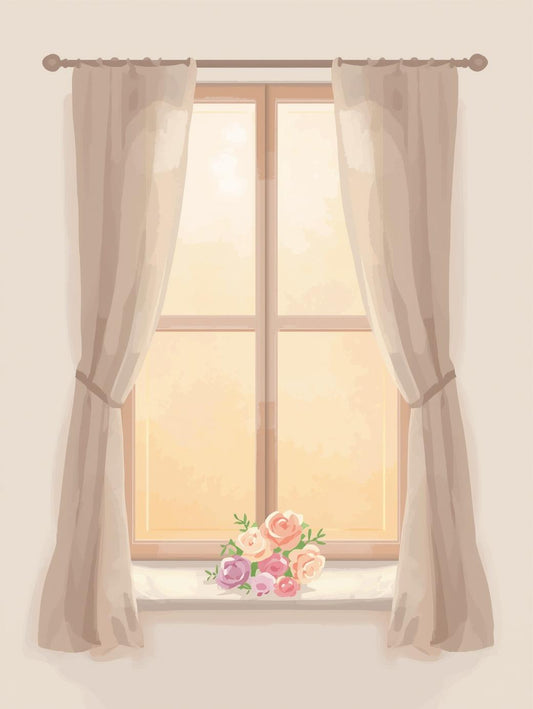 Paint by Number Soft Window with Roses and Light – Easy Paint Kit for Adults