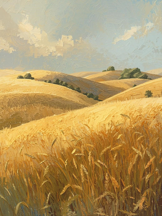 Paint by Number Rolling Golden Wheat Hills – Adult DIY Painting Kit